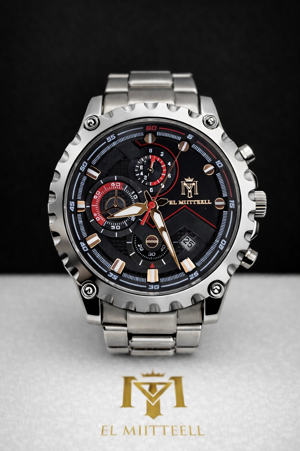 EL MIITTEELL Elite Chronograph – Stainless Steel Black Dial