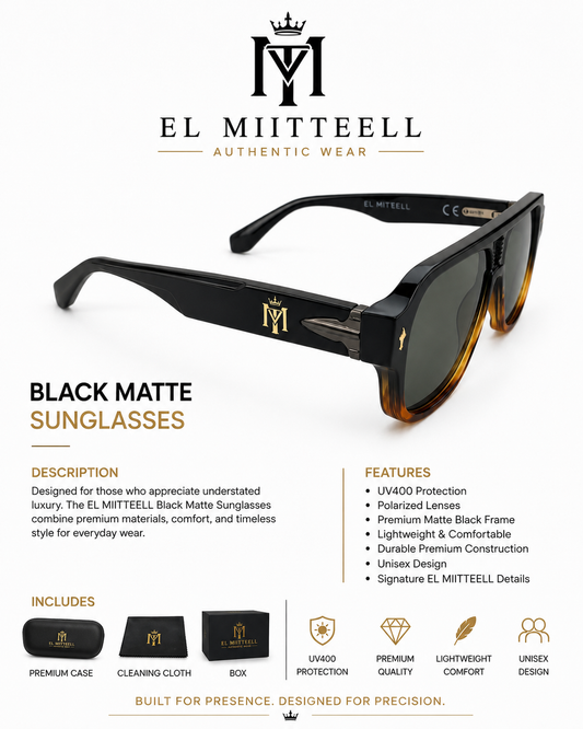 EL MIITTEELL Signature Black Matte Tortoise Sunglasses