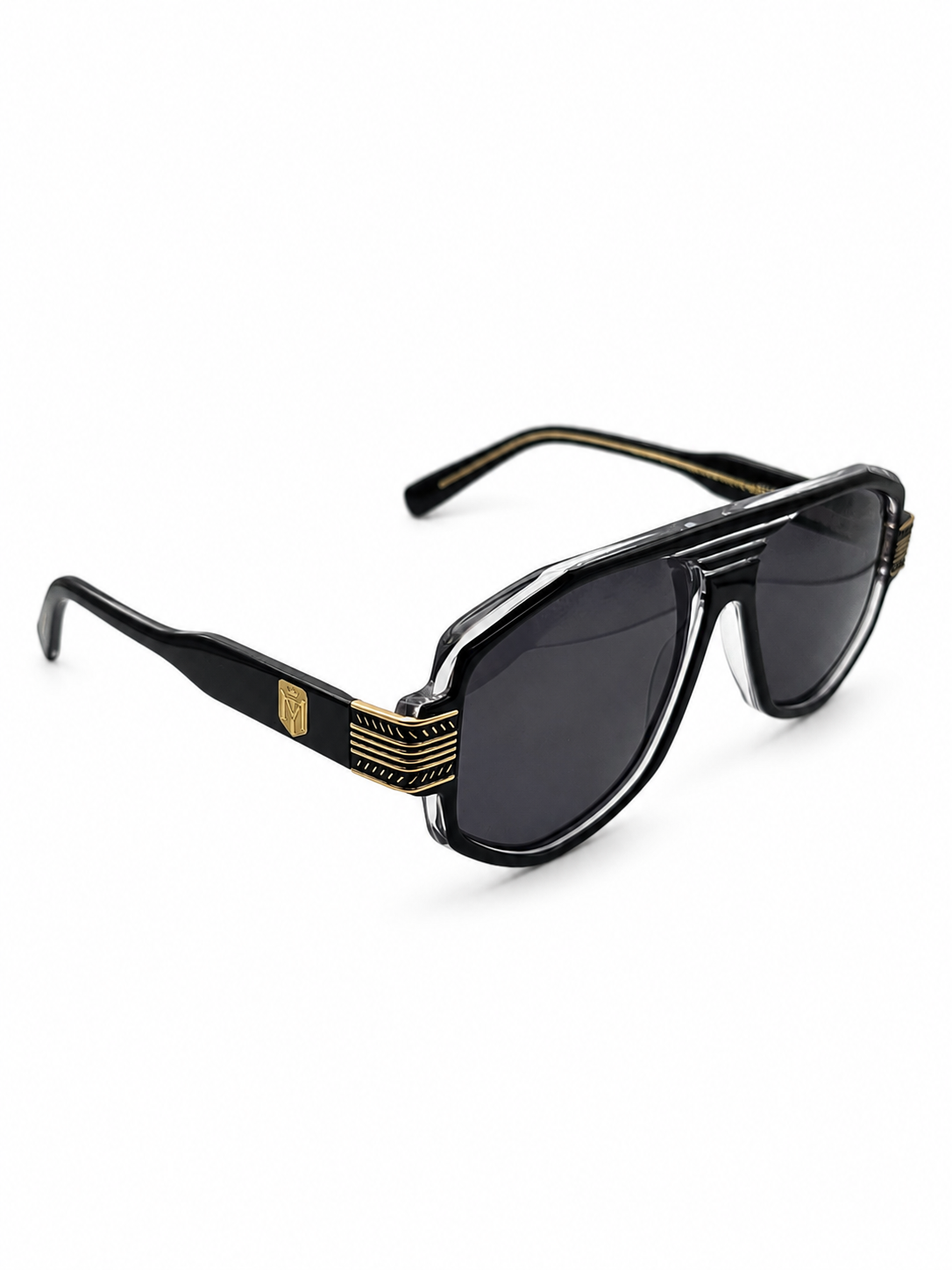 EL MIITTEELL Luxury Square Sunglasses – Black & Gold UV400